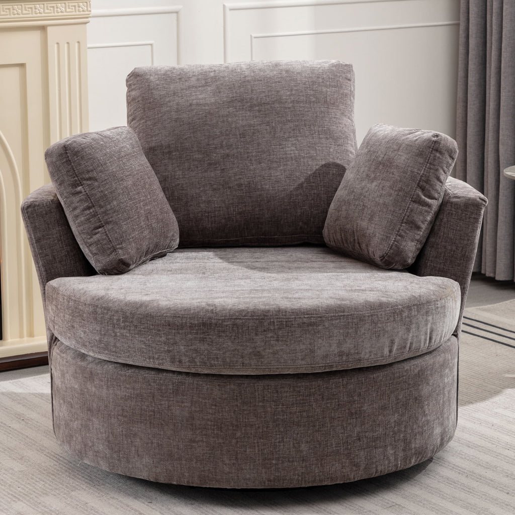 Oversized Round Swivel Accent Chair with 3 Pillows A774