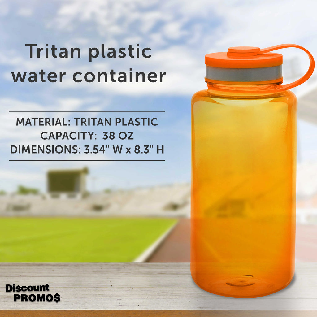 Plastic Sports Water Bottles with Flip Lid 38 oz. Set of 10 F238028