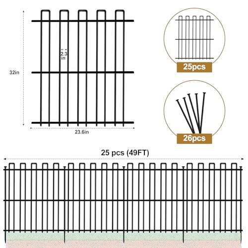 No Dig Animal Barrier Fence, 13in x 37ft Rustproof Metal Garden Edging C454