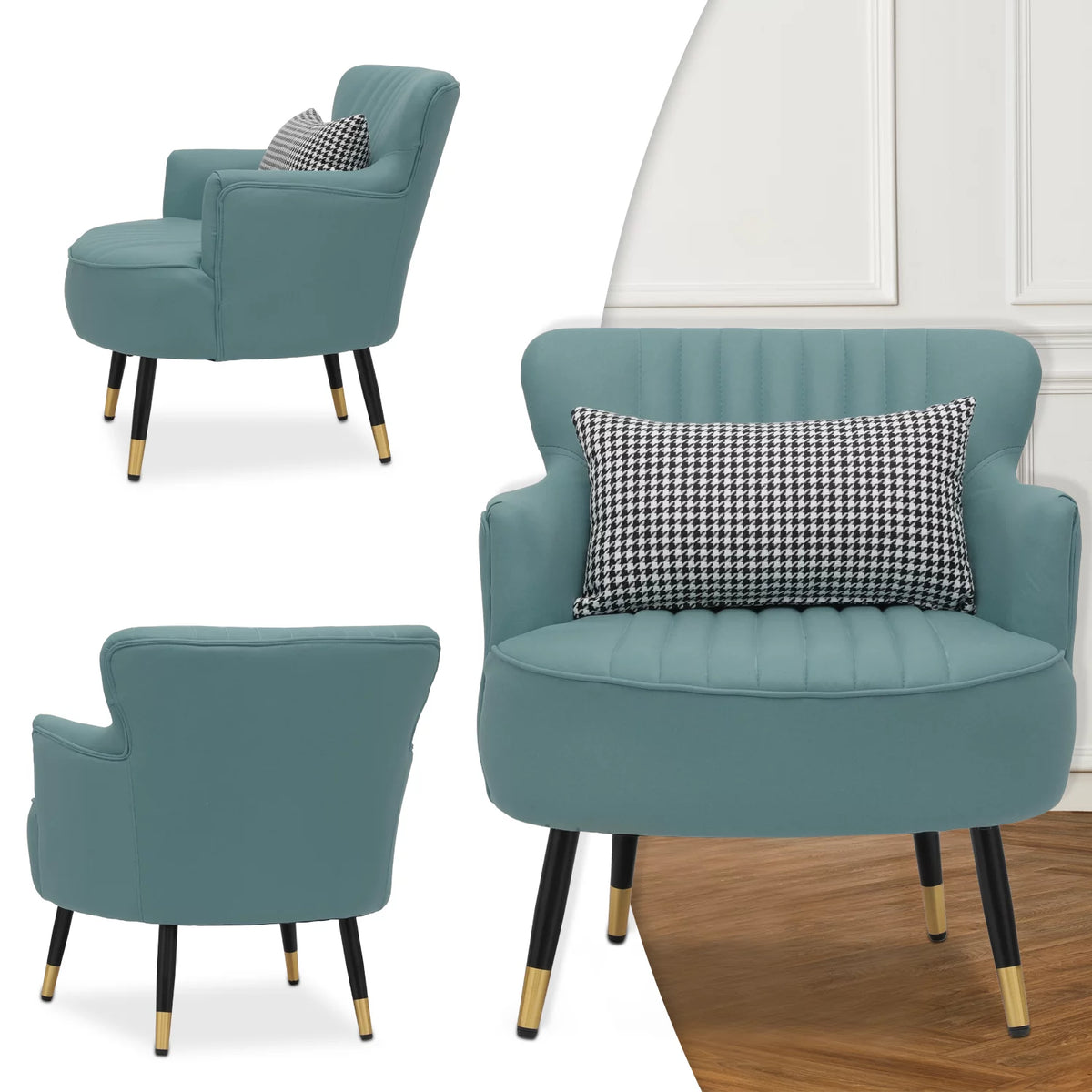 Cadet Blue Upholstered Accent Chair with Pillow U4245
