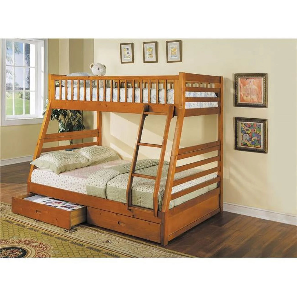Espresso Pine Wood Twin Over Full Bunk Bed Z710