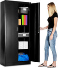 Black Steel Garage Storage Cabinet with Adjustable Shelves and Locking Doors D789