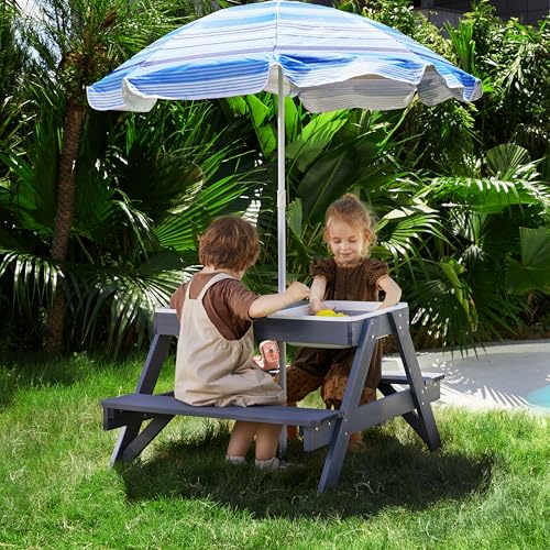 3-in-1 Kids Picnic Table with Umbrella A421