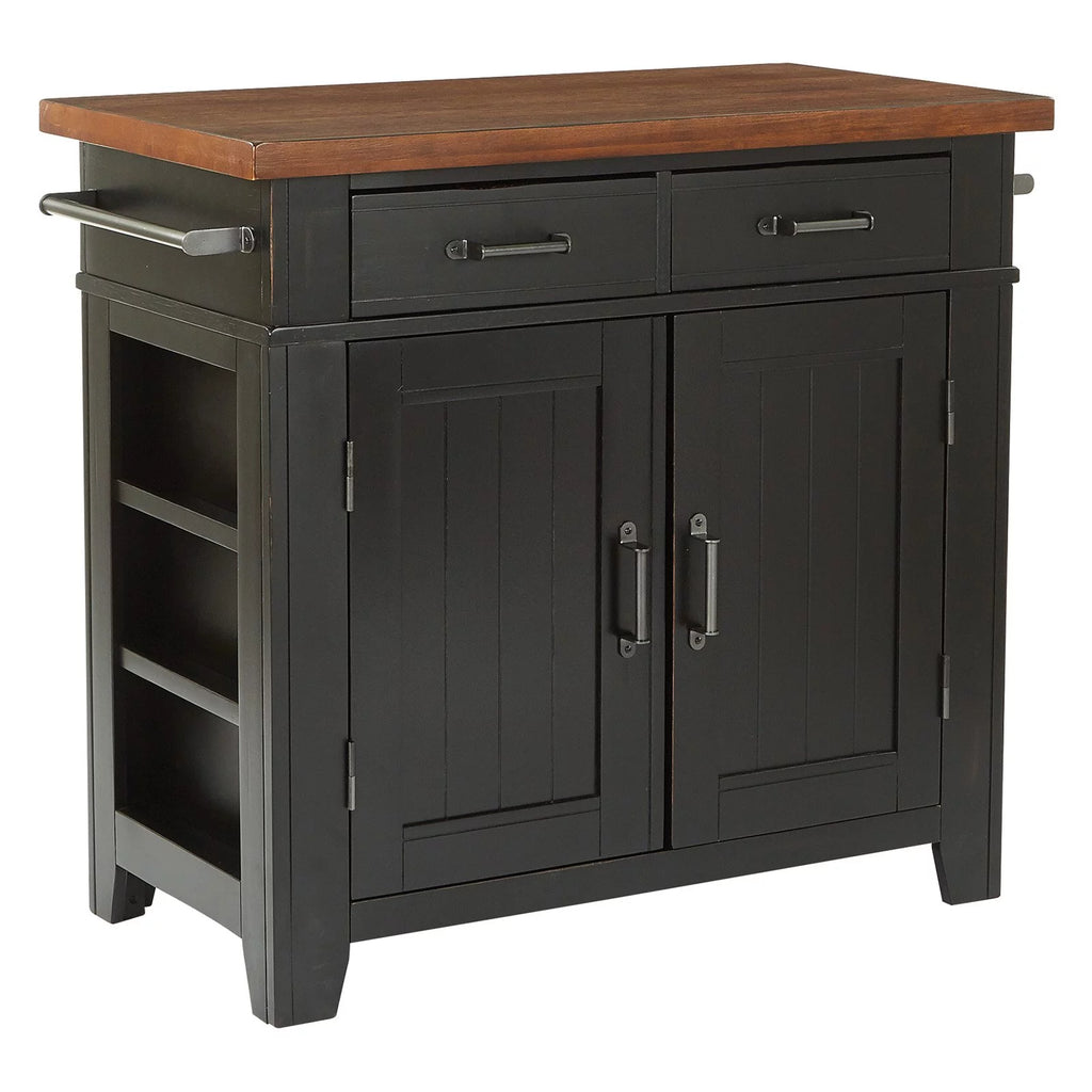 Black Kitchen Island with Vintage Oak Top Y5613