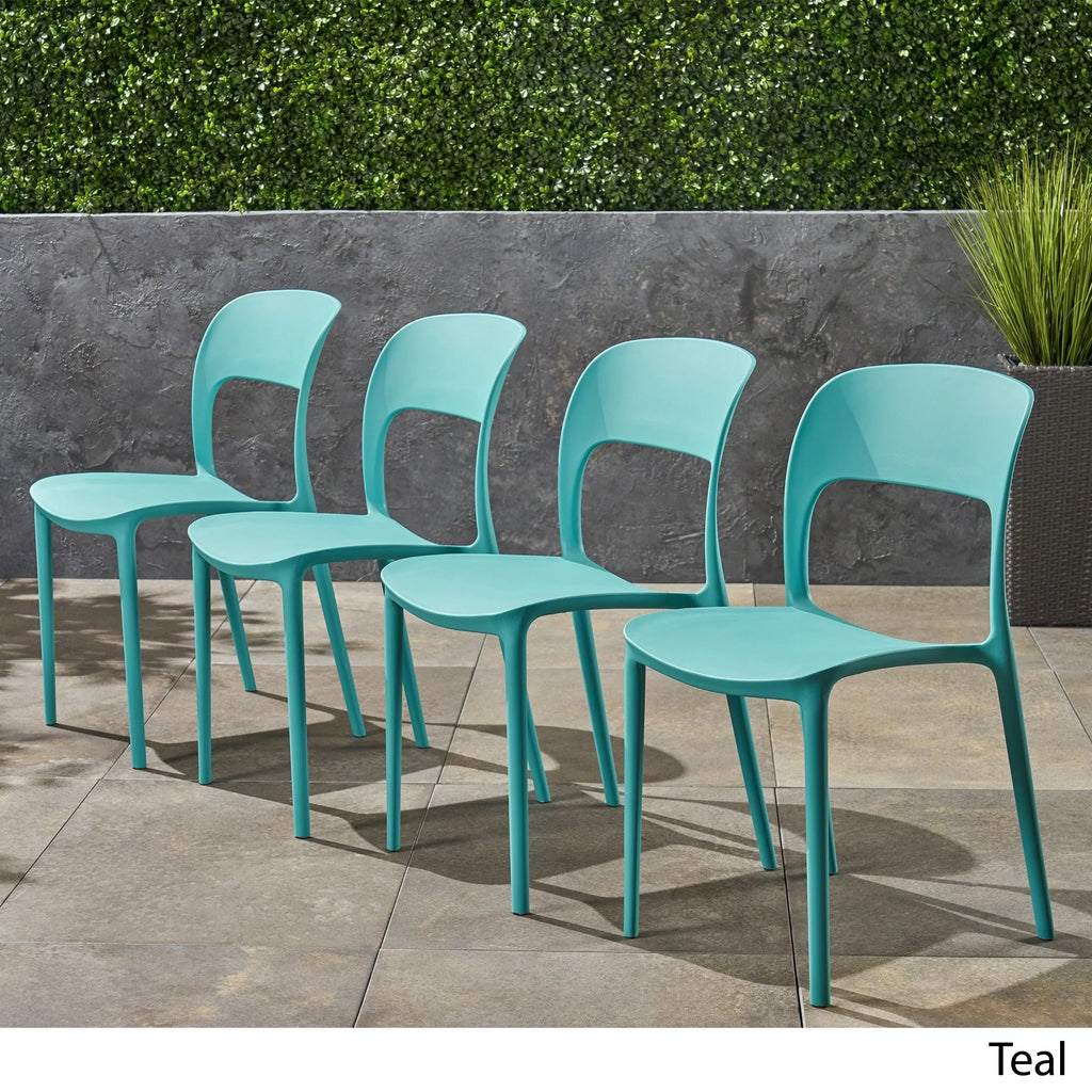 Plastic Stacking Dining Chairs Set of 4 O4777