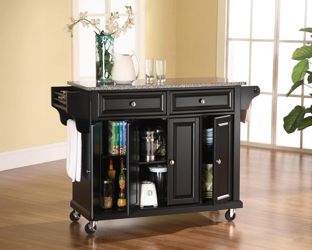 Black/Gray Stainless Steel Wood Kitchen Cart W557
