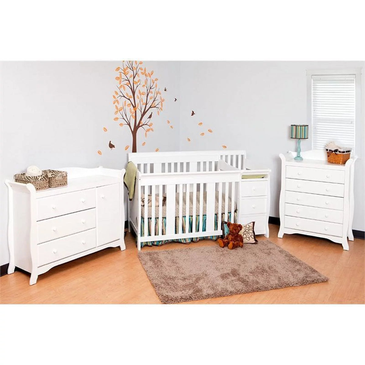 4-in-1 Convertible Crib and Changing Table Set in White P41609