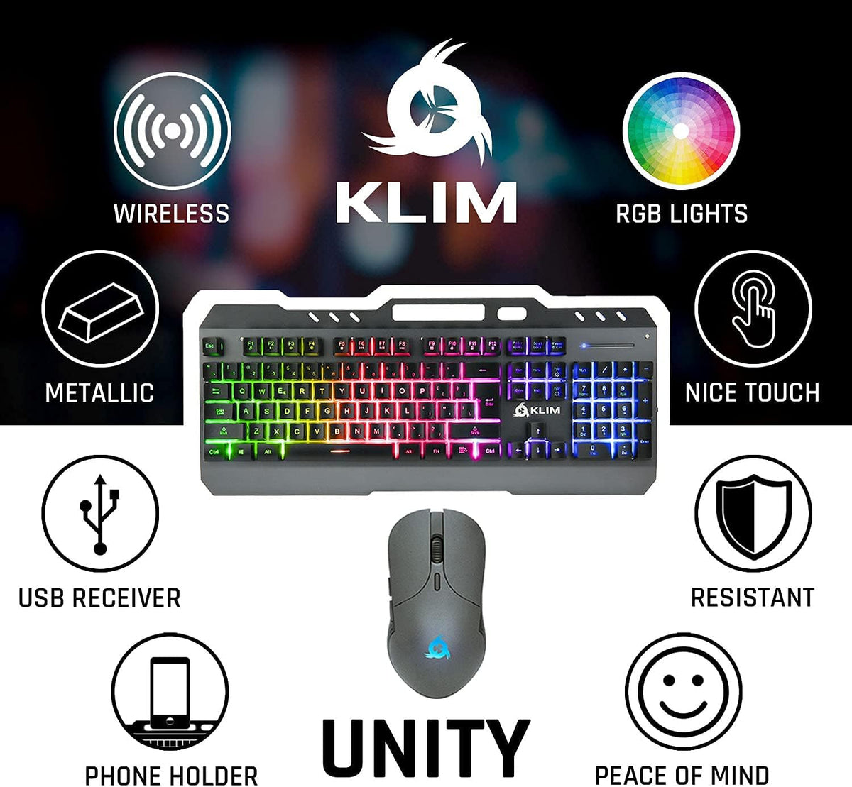 Wireless Keyboard and Mouse Set with Backlit Gaming Keyboard M113924
