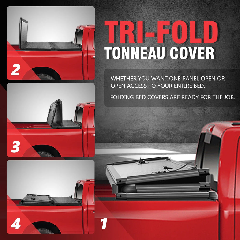 Hard Solid Tri-Fold Tonneau Cover for Chevy Silverado GMC Sierra 8Ft Long Bed U36524