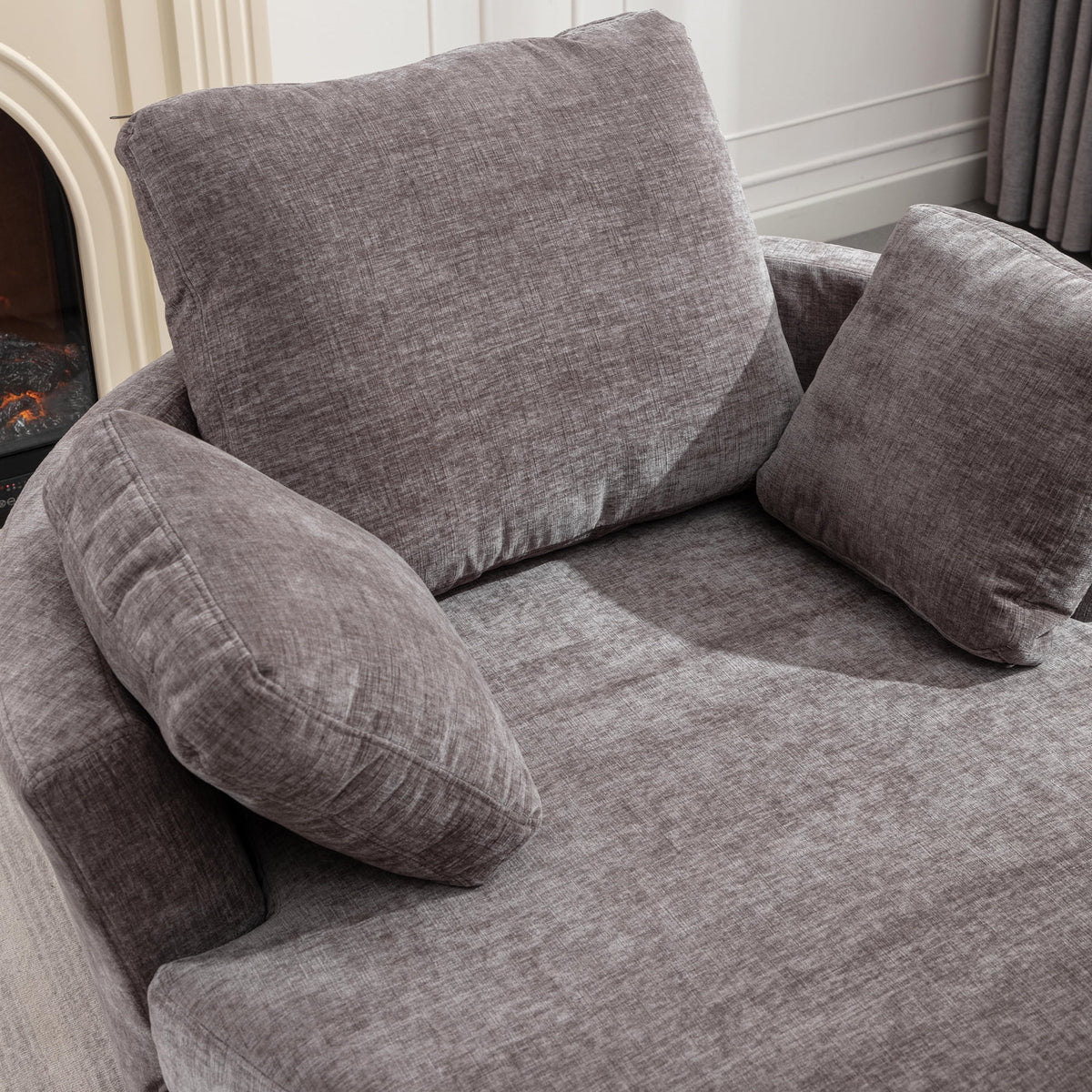 Oversized Round Swivel Accent Chair with 3 Pillows A774