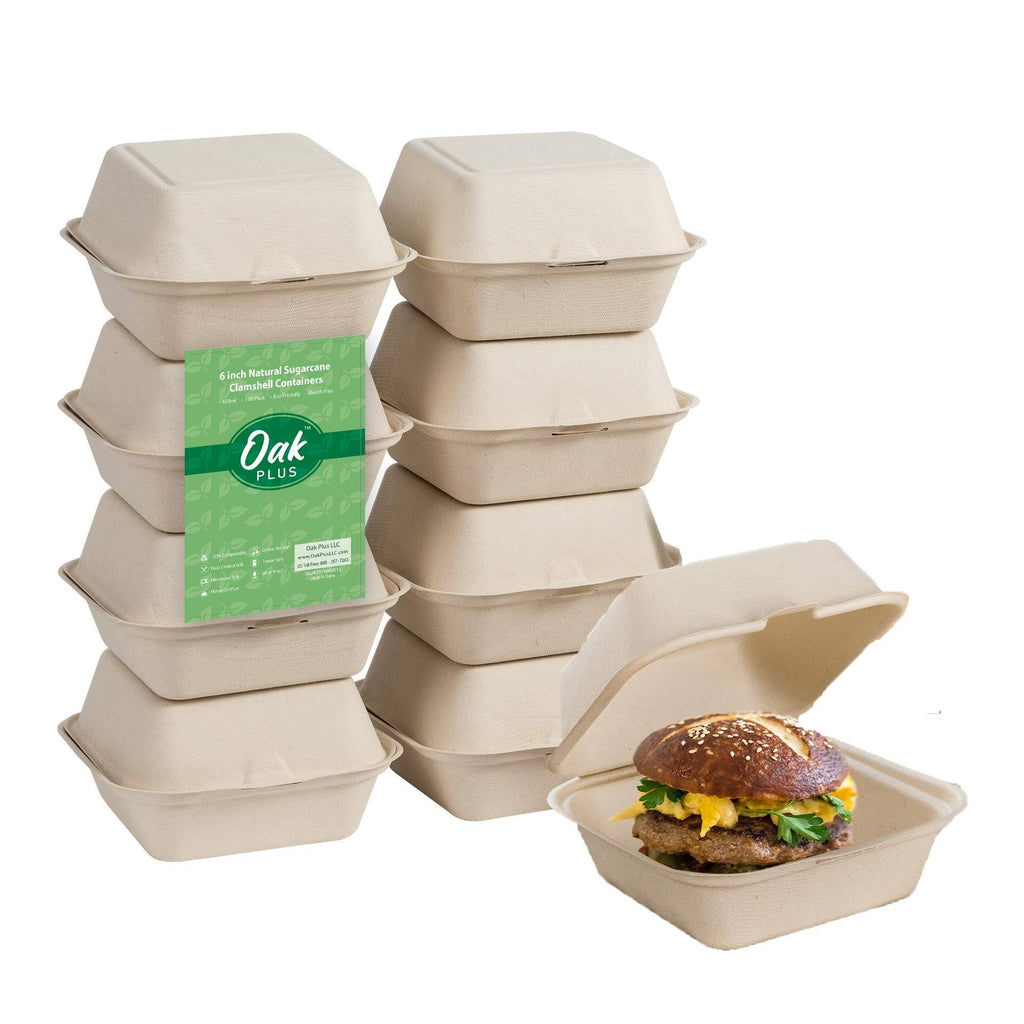 Disposable Sugarcane Clamshell Containers 300 Pack 450ml Y117993