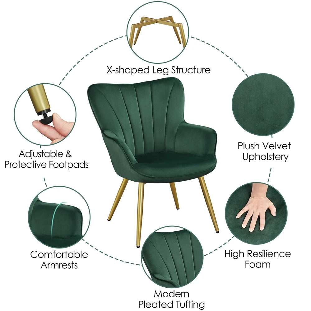 Green Velvet Upholstered Accent Chair M498313