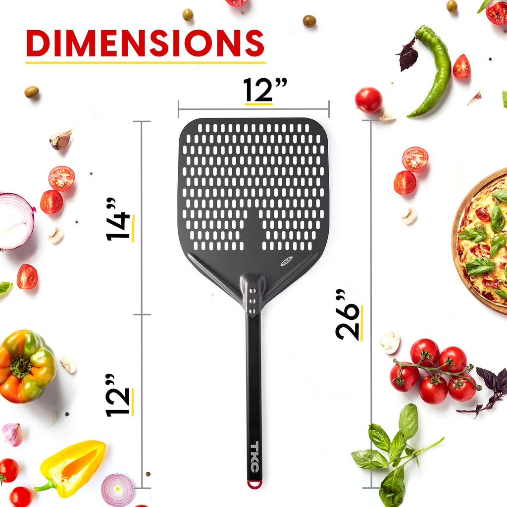 12 inch Perforated Aluminum Pizza Peel V4575