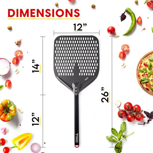 12 inch Perforated Aluminum Pizza Peel V4575