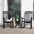 Black Wood Rocking Chair Set of 3 with Foldable Table Y58773