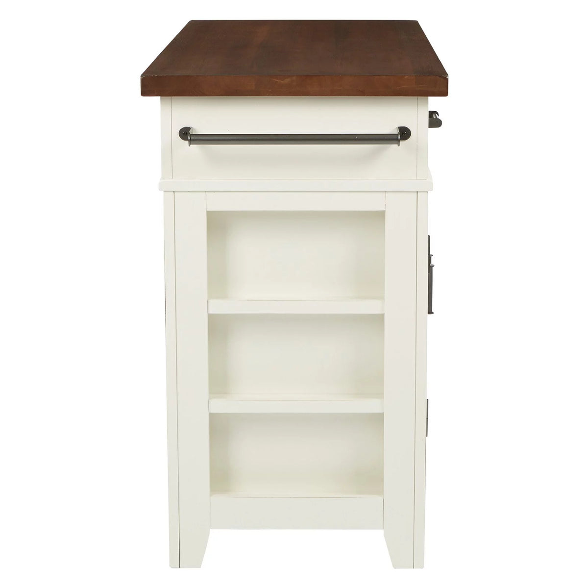 Black Kitchen Island with Vintage Oak Top Y5613