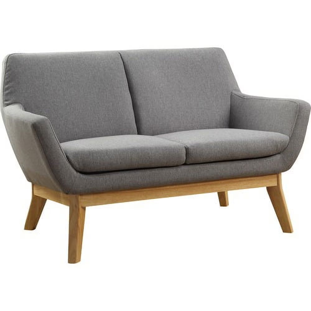 Upholstered Loveseat with Wood Leg, Gray E300794