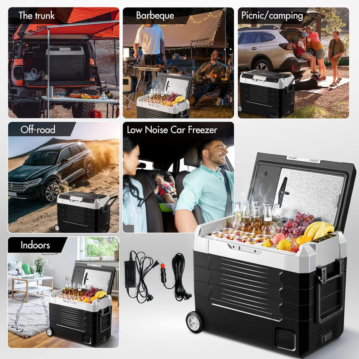 Portable Car Refrigerator 12 Volt 59 Quart Dual Zone Compressor Cooler Z42683