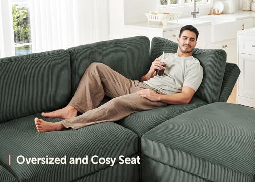Beige Corduroy Modular Sectional Sofa with Storage X22288