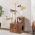 2-in-1 Wooden Cat Tree Tower with Litter Box Enclosure P48294