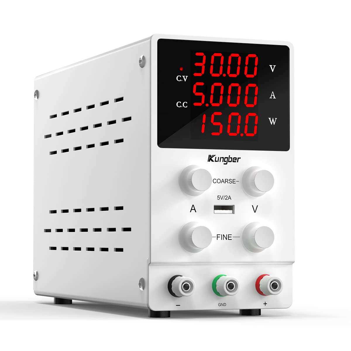 DC Power Supply Variable, 30V 10A Adjustable Switching Regulated Bench Power Supply with 4-Digits LED Display, USB Output, Alligator Leads Pack of 2 N53239
