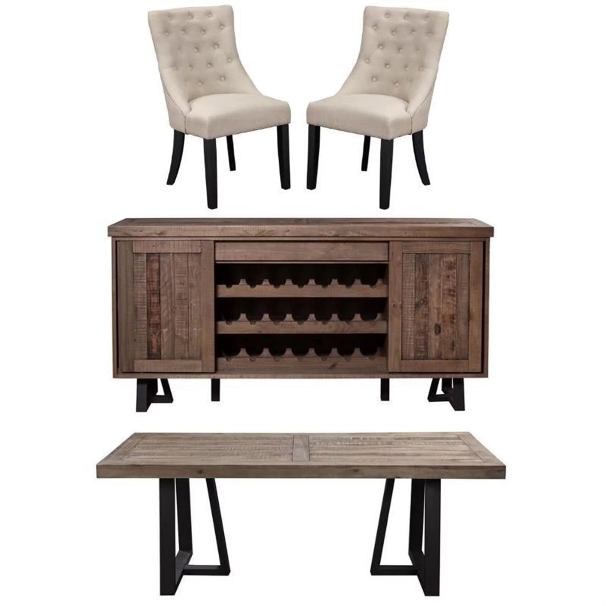 4 Piece Dining Table Side Chairs Sideboard Set T7980