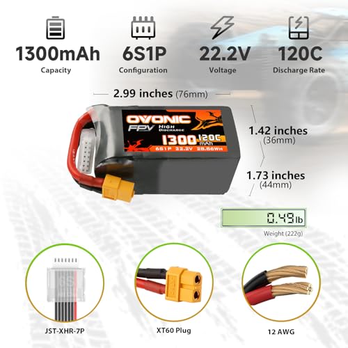 6s 120C 1600mAh 22.2V Lipo Battery with XT60 Connector D1436