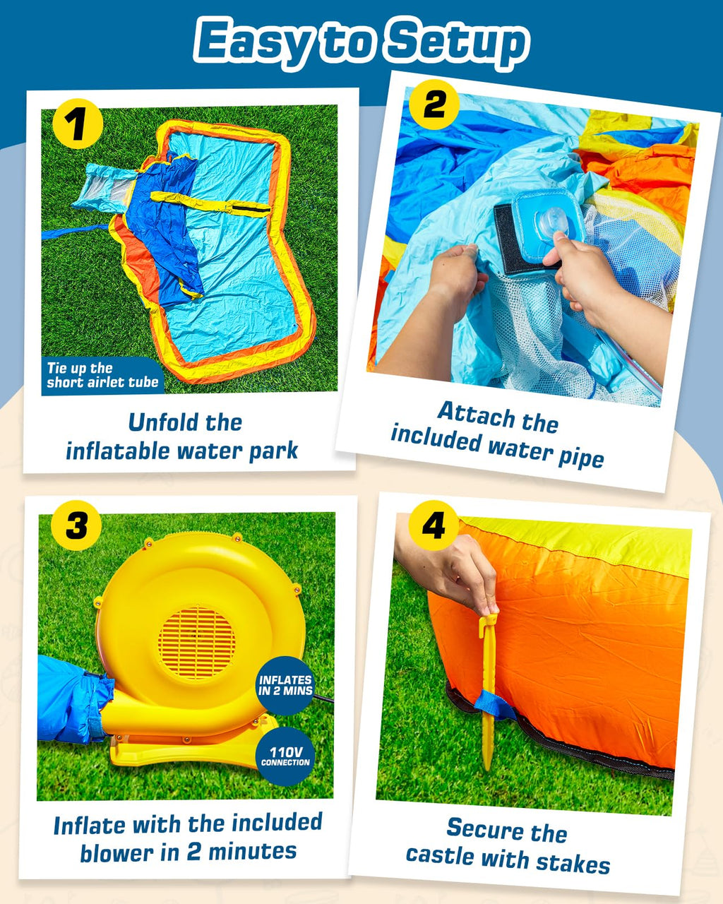 Inflatable Water Slide Park with Spray Pool, Bounce House with Climbing Wall and Blower M1620