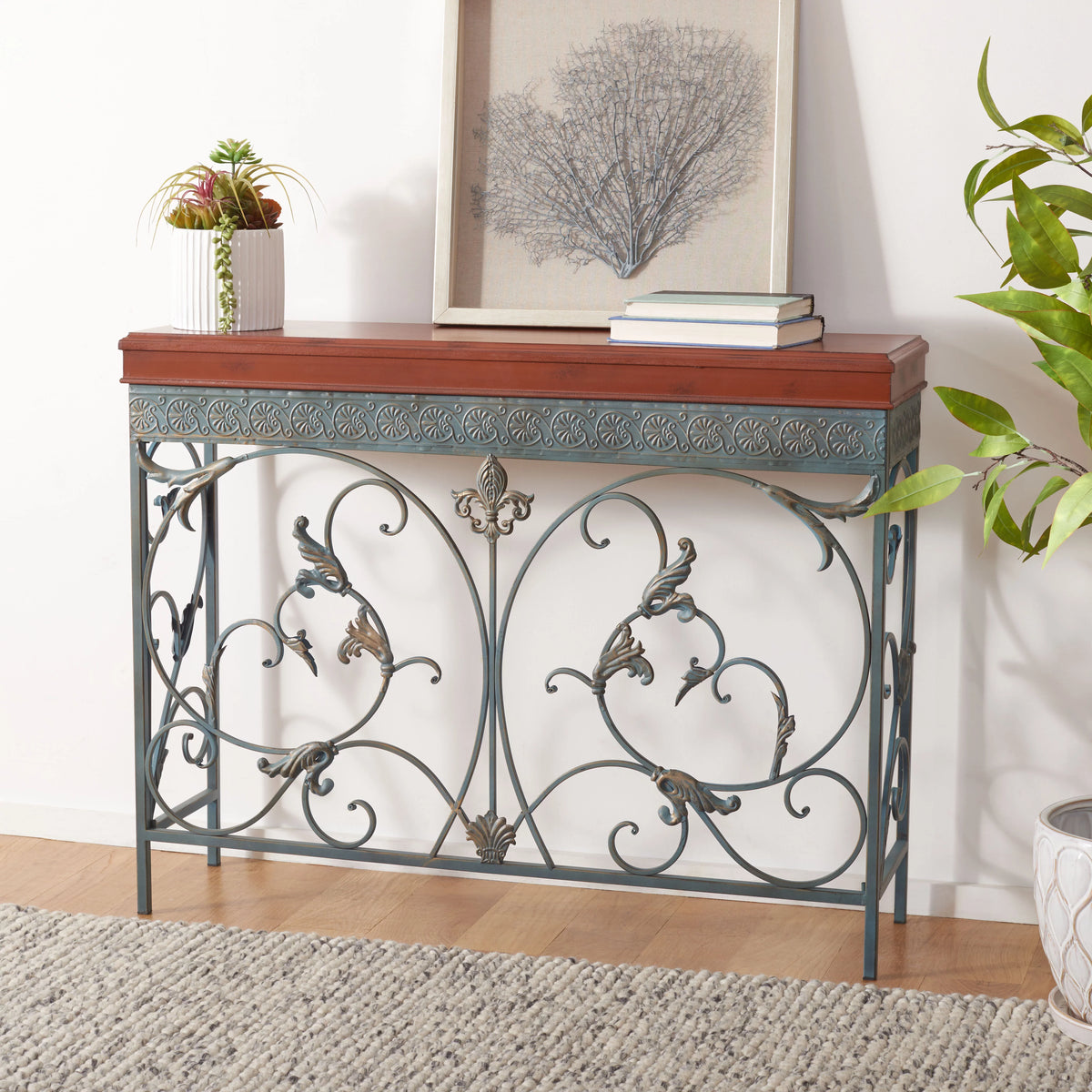 Brown Traditional Console End Table M2159