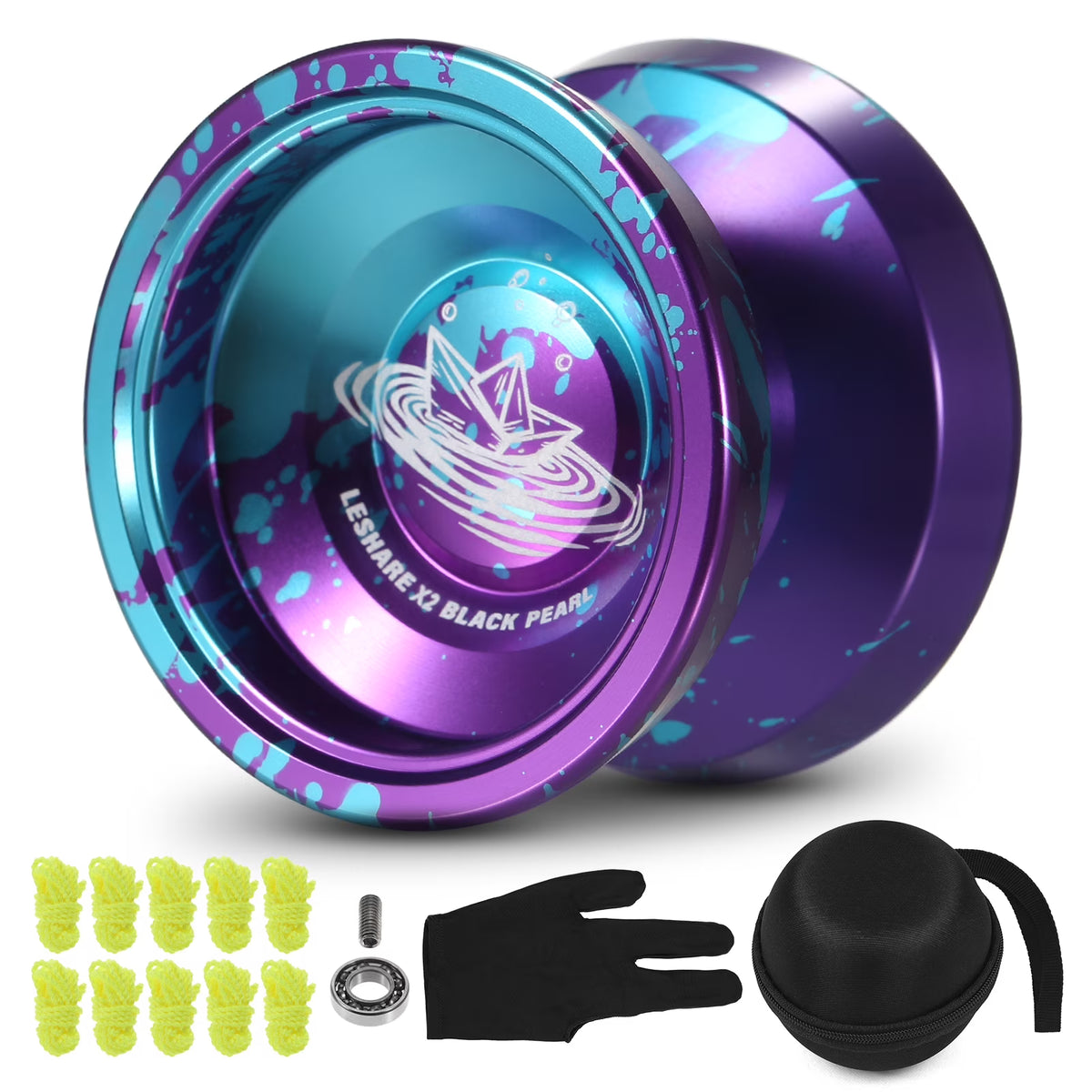 Aluminum Yoyo Ball with Bearing Strings Glove Storage Case V552