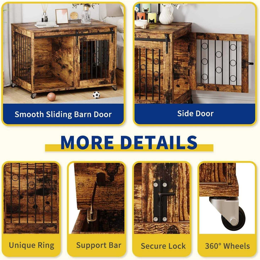 39'' Movable Dog Crate with Wheels A36307
