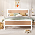 White Full Size Metal Platform Bed Frame with Headboard and Footboard Q15706