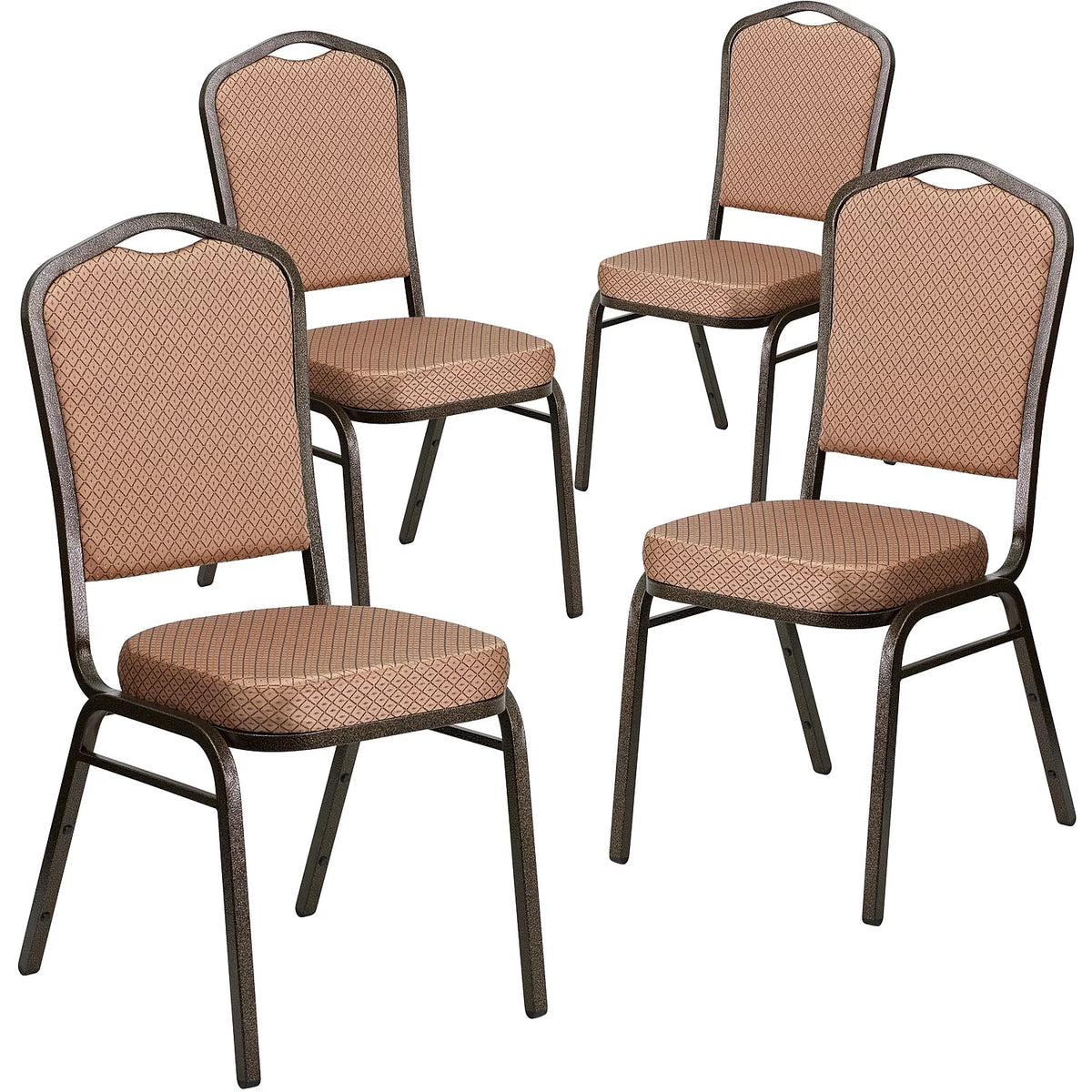 4 Pack Gold Diamond Patterned Fabric Stacking Banquet Chair C398