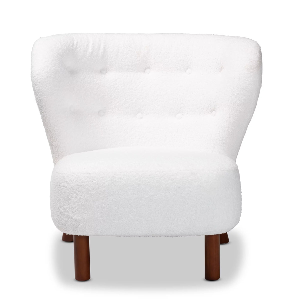 White Boucle Upholstered Wood Accent Chair M549032