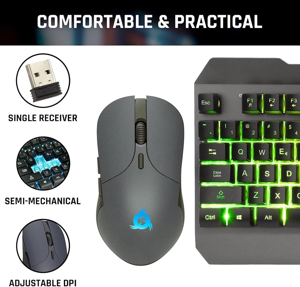 Wireless Keyboard and Mouse Set with Backlit Gaming Keyboard M113924