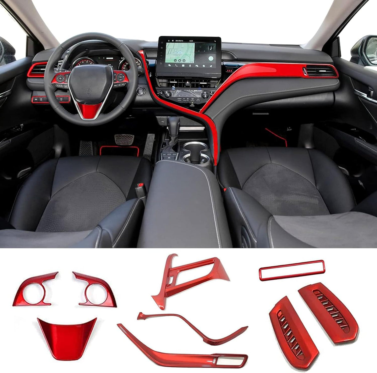 Carbon Fiber Black 10Pcs Car Interior Trim Set K452