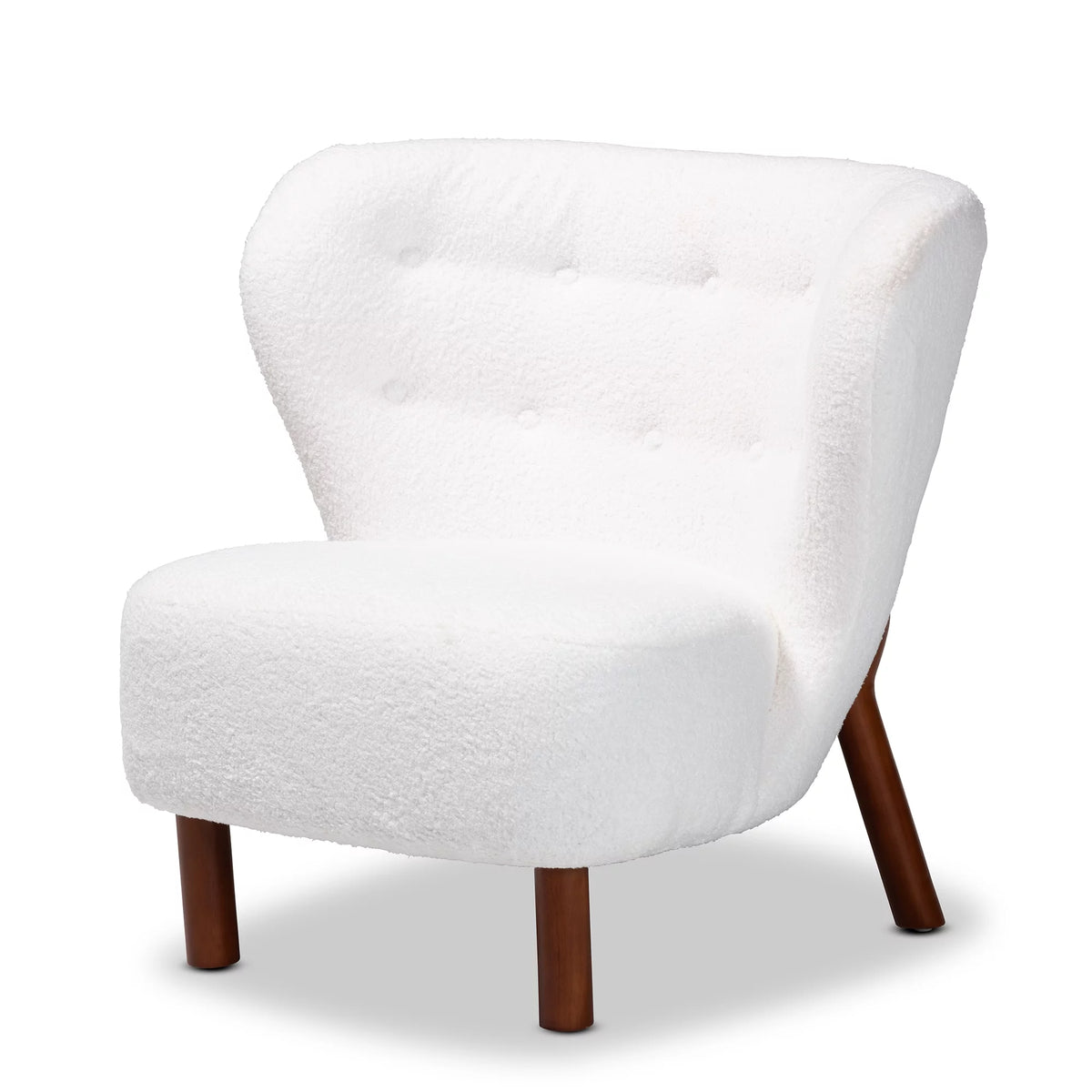 White Boucle Upholstered Wood Accent Chair M549032