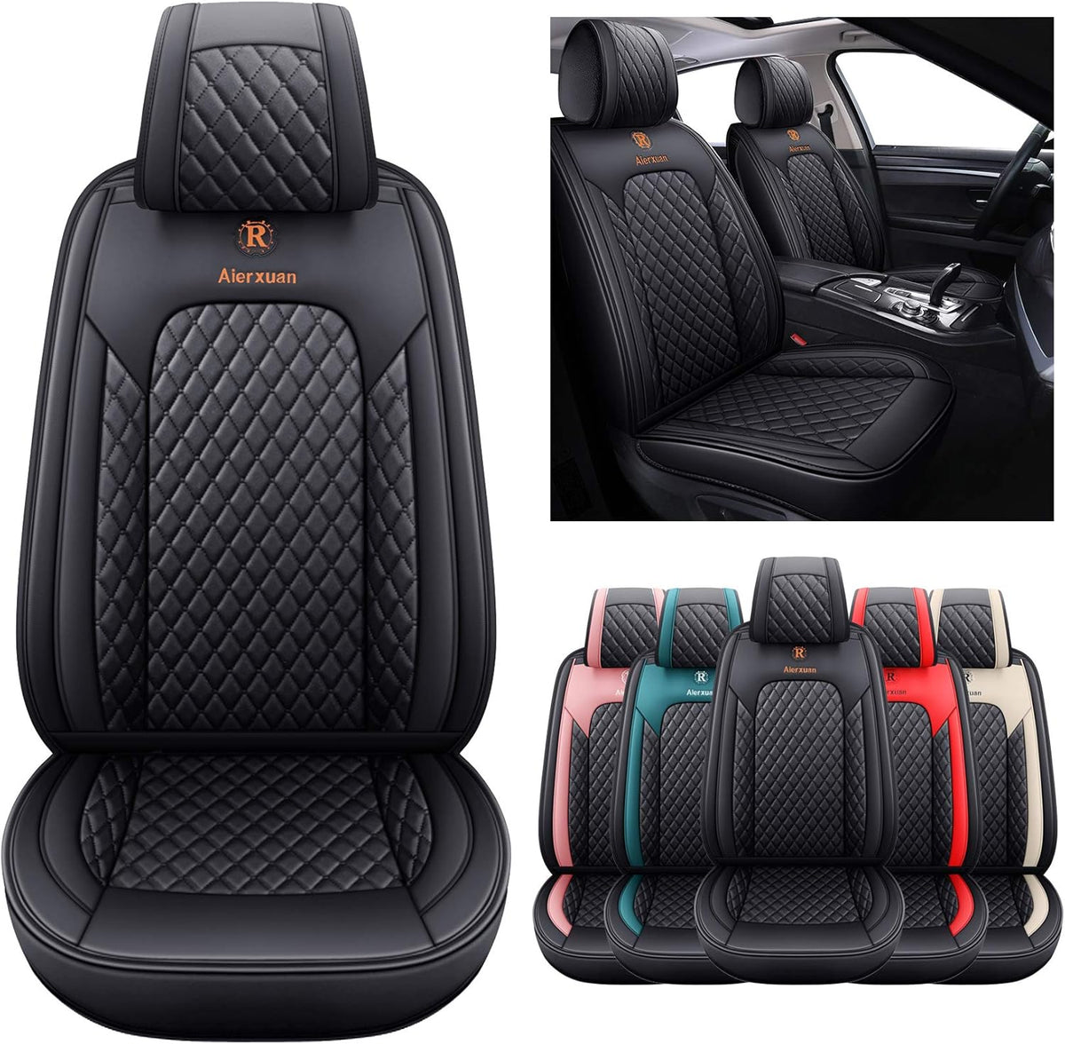 2 PCS Front Leather Waterproof Universal Seat Covers B970981
