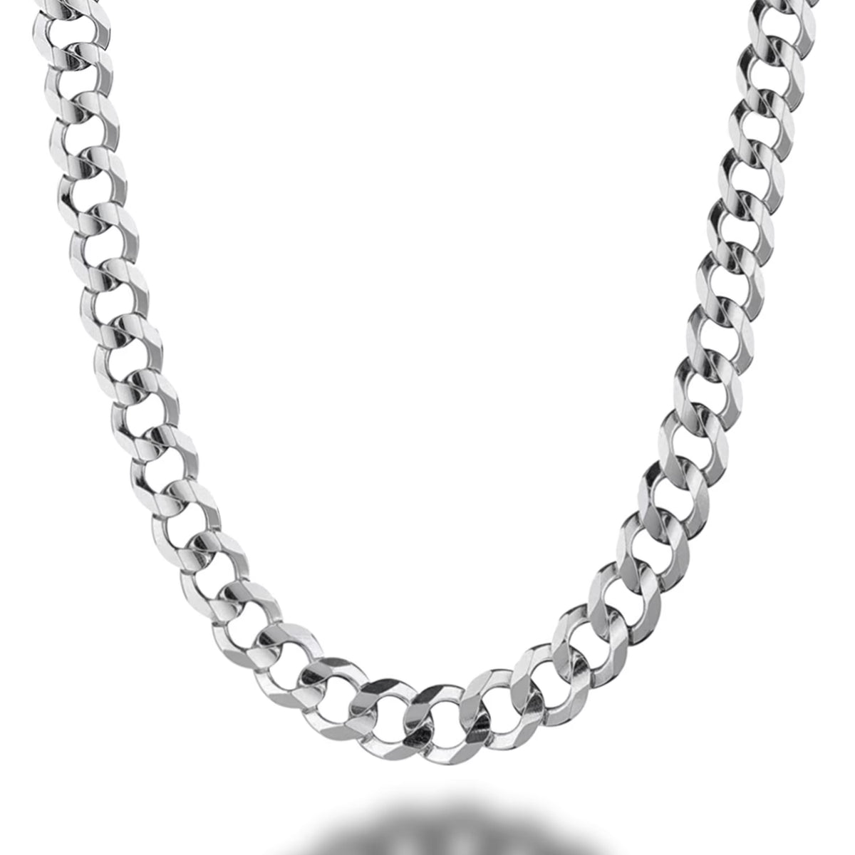 925 Sterling Silver 8mm Solid Curb Chain Necklace S333