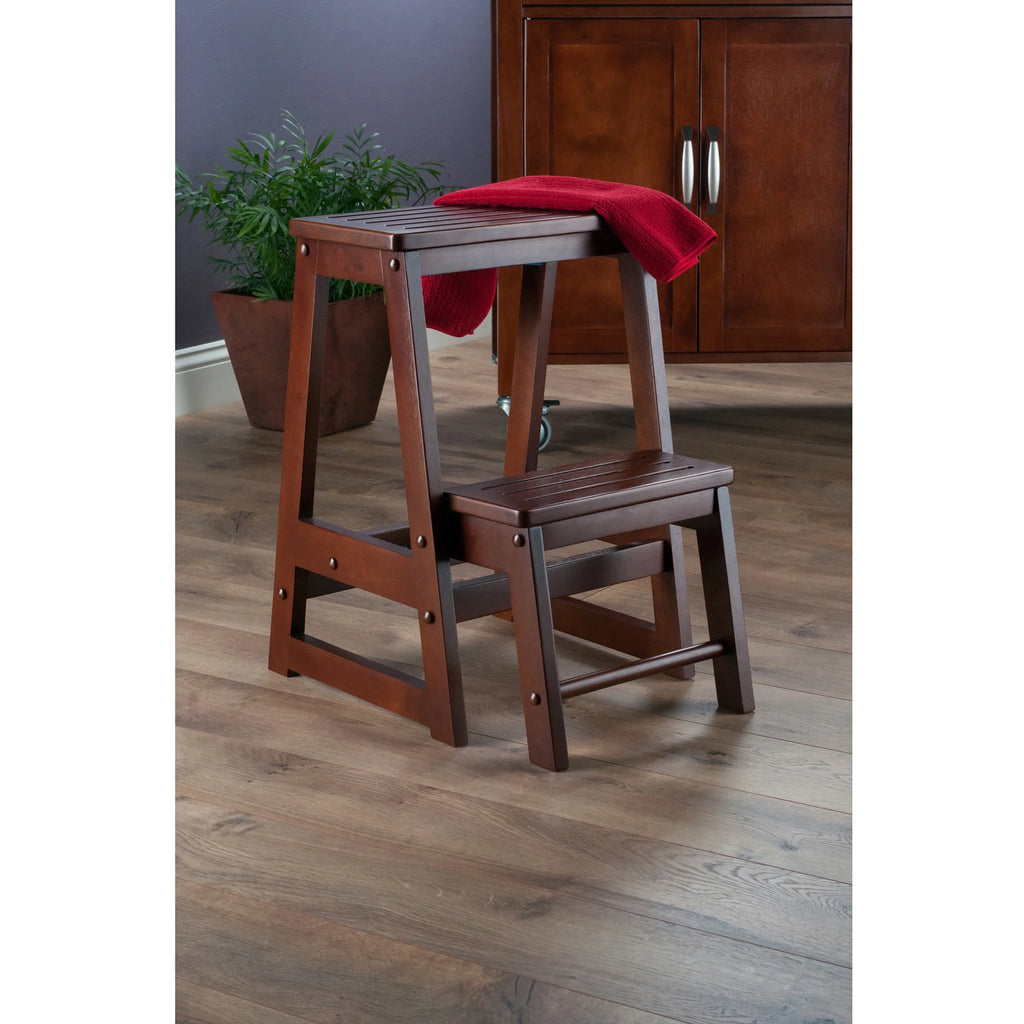 Walnut Finish Step Stool Q875853