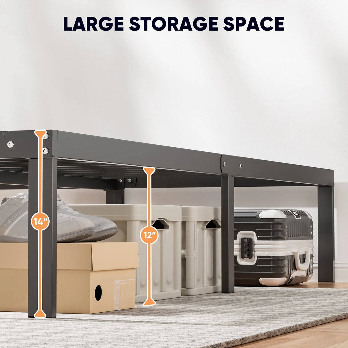 Queen Size Black Metal Platform Bed Frame F165872