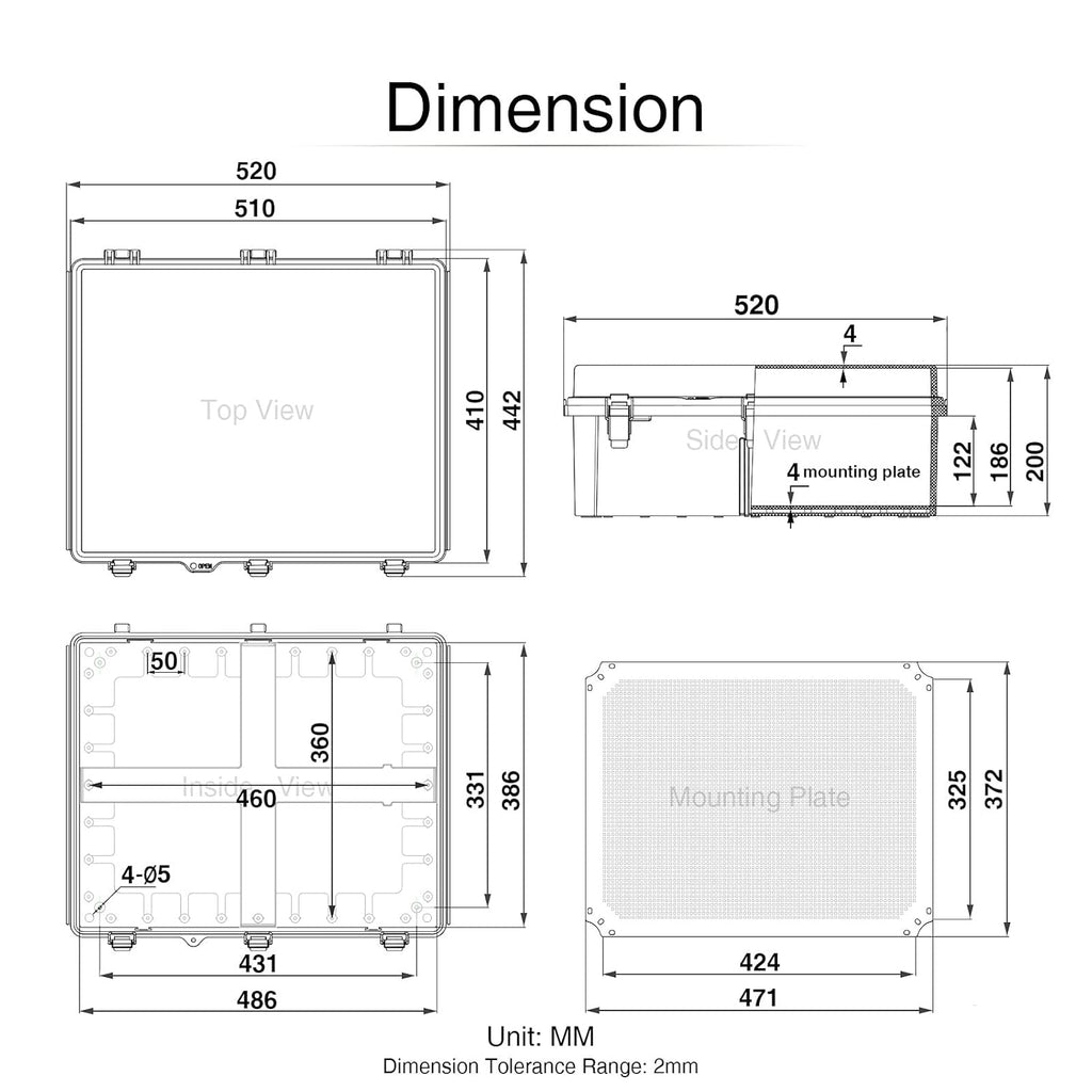 Junction Box with Mounting Plate, IP67 Waterproof ABS Plastic Grey X398035