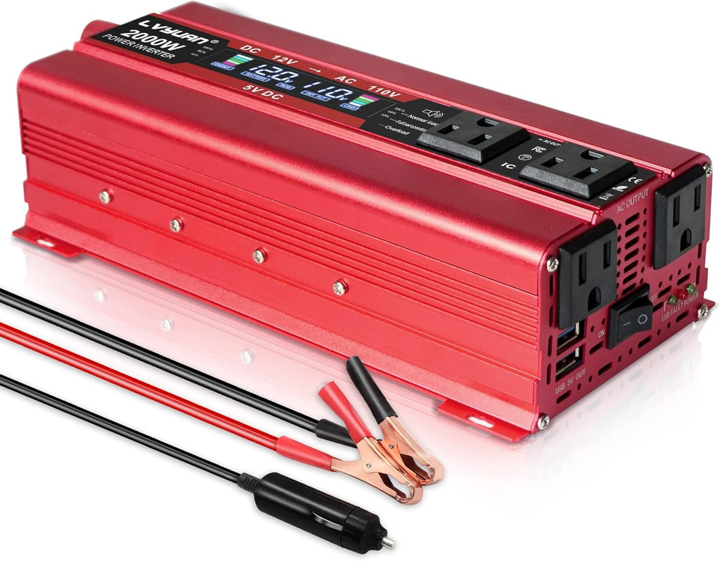 Car Power Inverter DC 12V to 110V AC Converter with Dual AC Outlets and Dual USB U510350