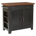 Black Kitchen Island with Vintage Oak Top Y5613