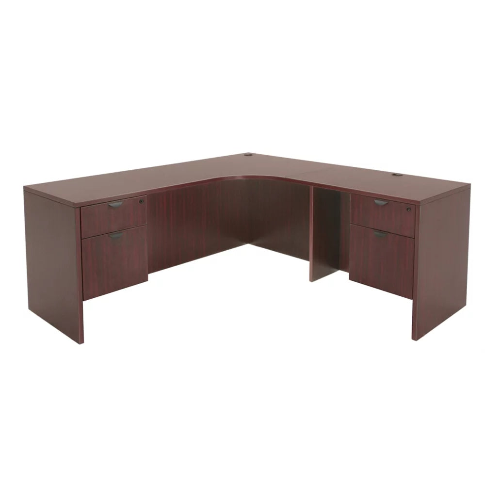 71" Double Pedestal Right Corner Credenza Mahogany H4664