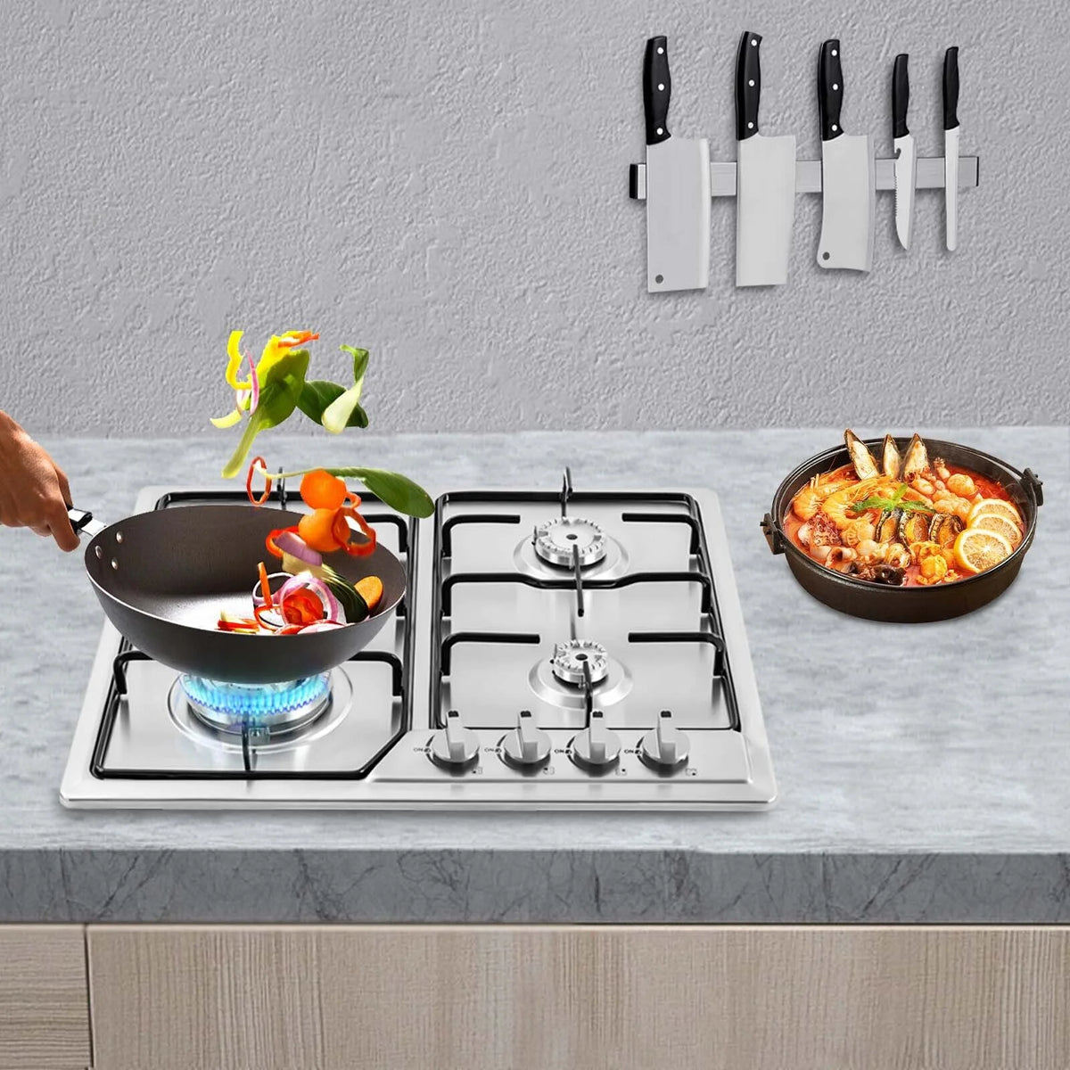 Stainless Steel Built-in Gas Cooktop 4 Burners Natural gas LPG Y865