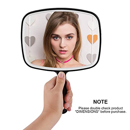 Large Wall Mount Hand Mirror with Handle Square Black 10.3inx7.3in E3232