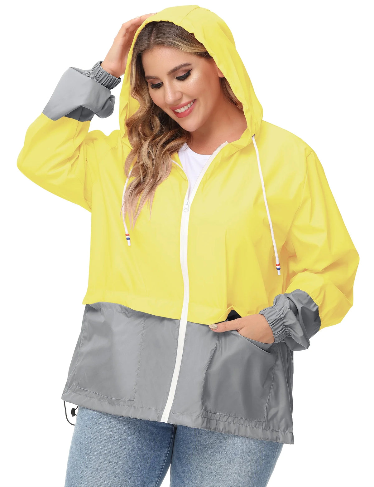 Plus Size Waterproof Hooded Rain Jacket S816