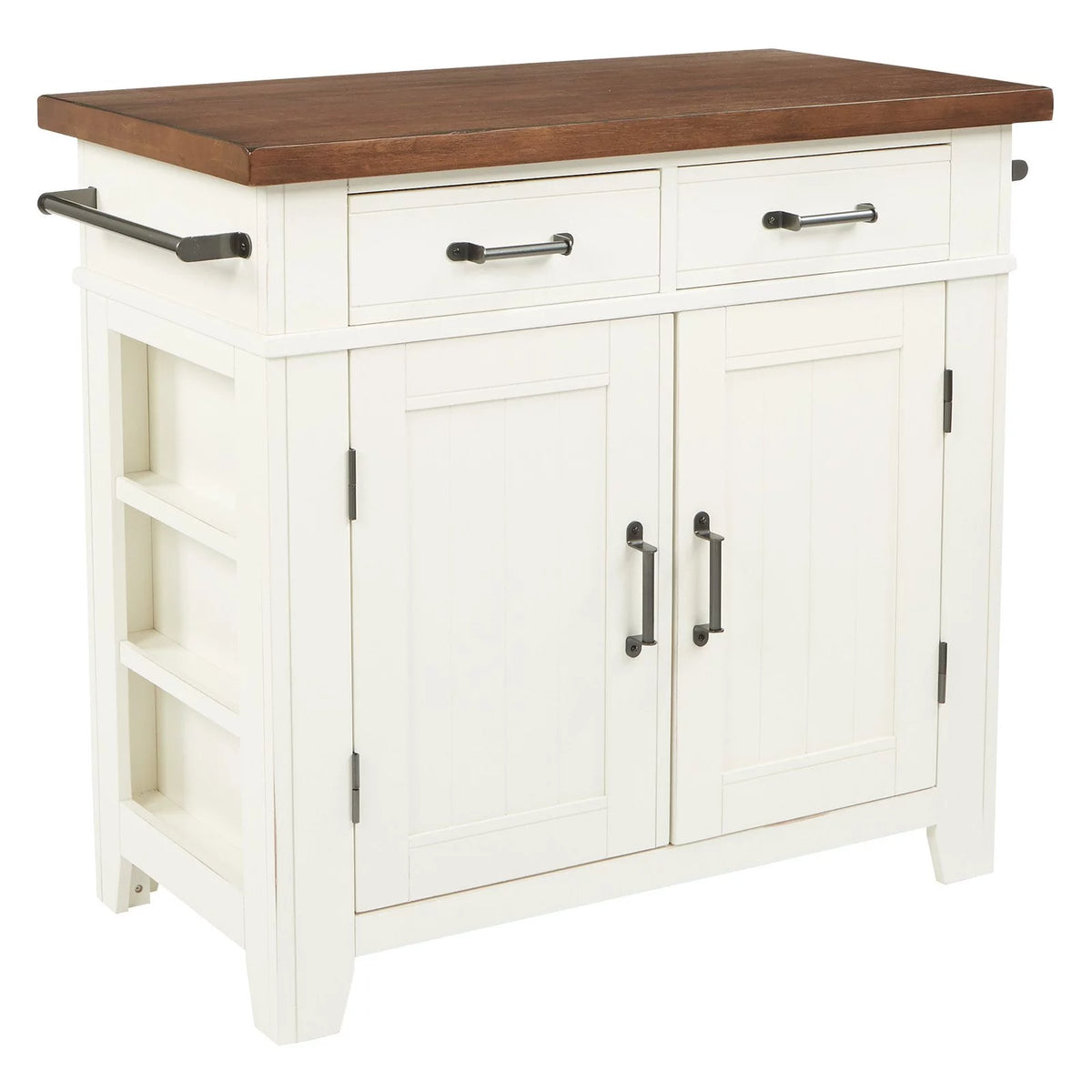 Black Kitchen Island with Vintage Oak Top Y5613
