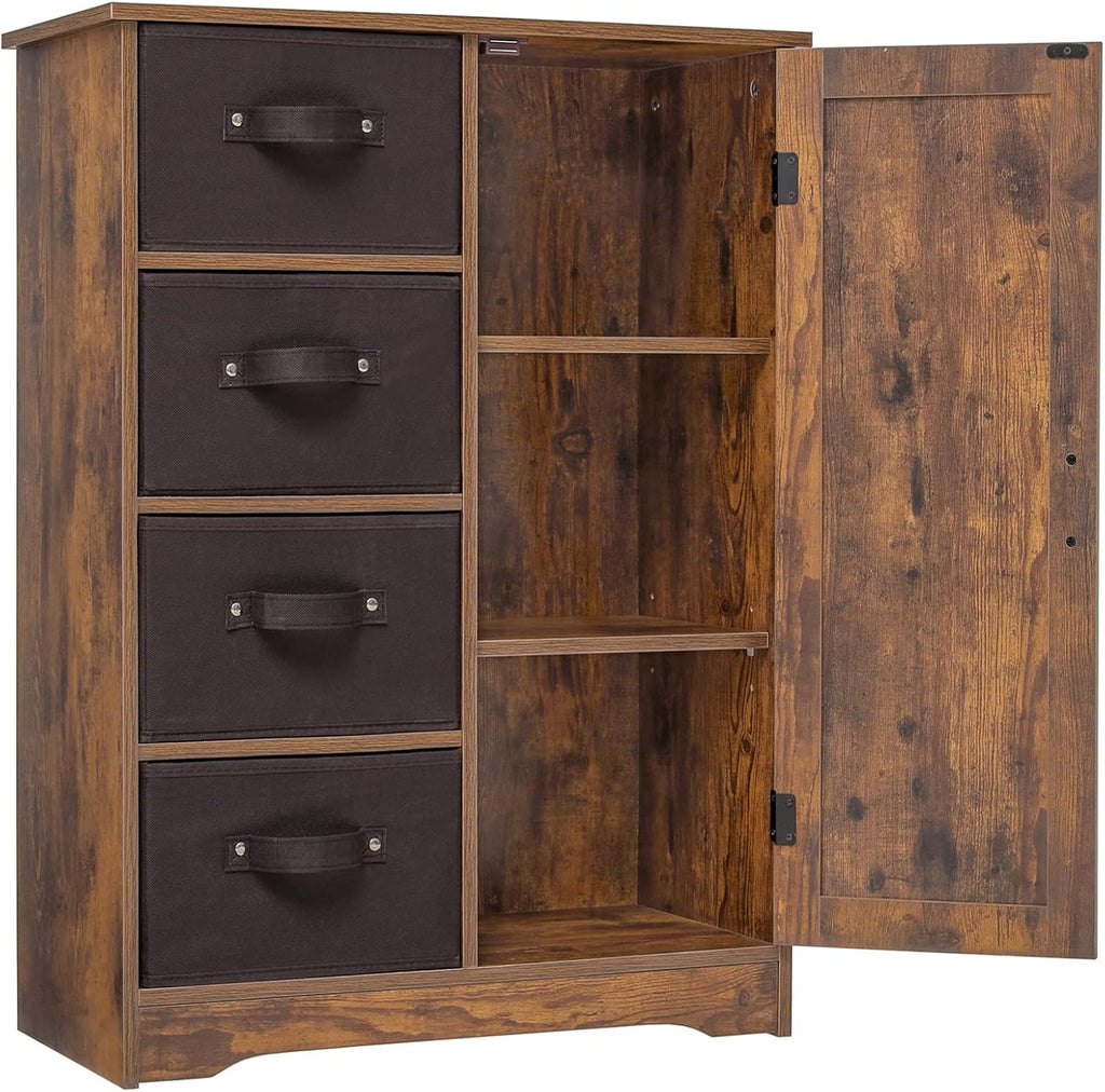 Rustic Brown Storage Cabinet with 4 Removable Drawers and 1 Door B19272